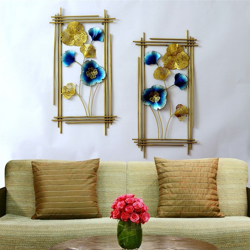 Set Of buy 2 Metal Flowers Wall Art With Frame | Metal Wall Decor | Metal Wall Sculpture | Living Room Wall Art | Wall Decoration | Wall Hanging