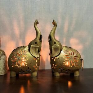 Exquisite Metal Elephant T-Light Set of 2 – Decorate with Elegance
