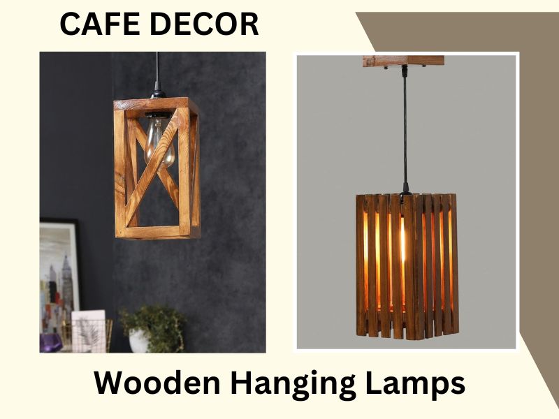 Wooden cafe lamp