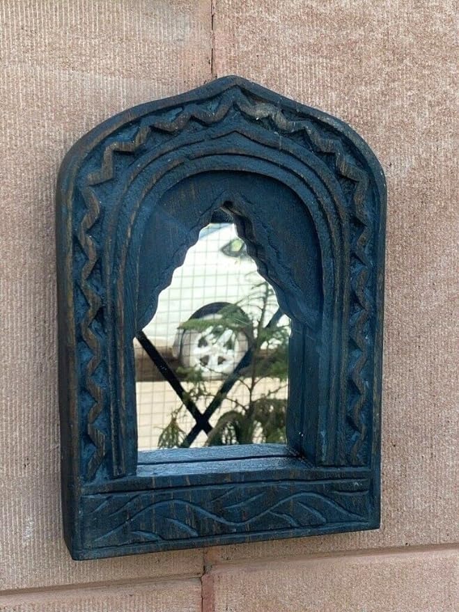 Vintage wooden temple mirror, hotsell Wooden Arch Mirror frames, mirror frame, Wooden distress mirror frame, Indian wall decor, Carved mehrab