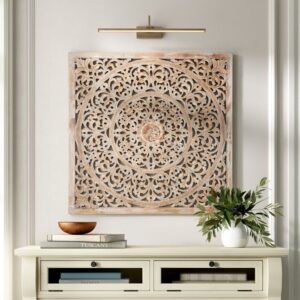 carved wood panel wall decor from India