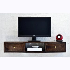Wooden floating tv stand wall mount