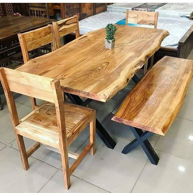 Natural Wood Live Edge Dining Table