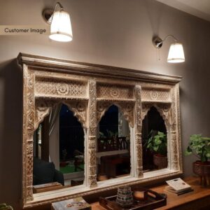 Vintage carved jharokha mirror