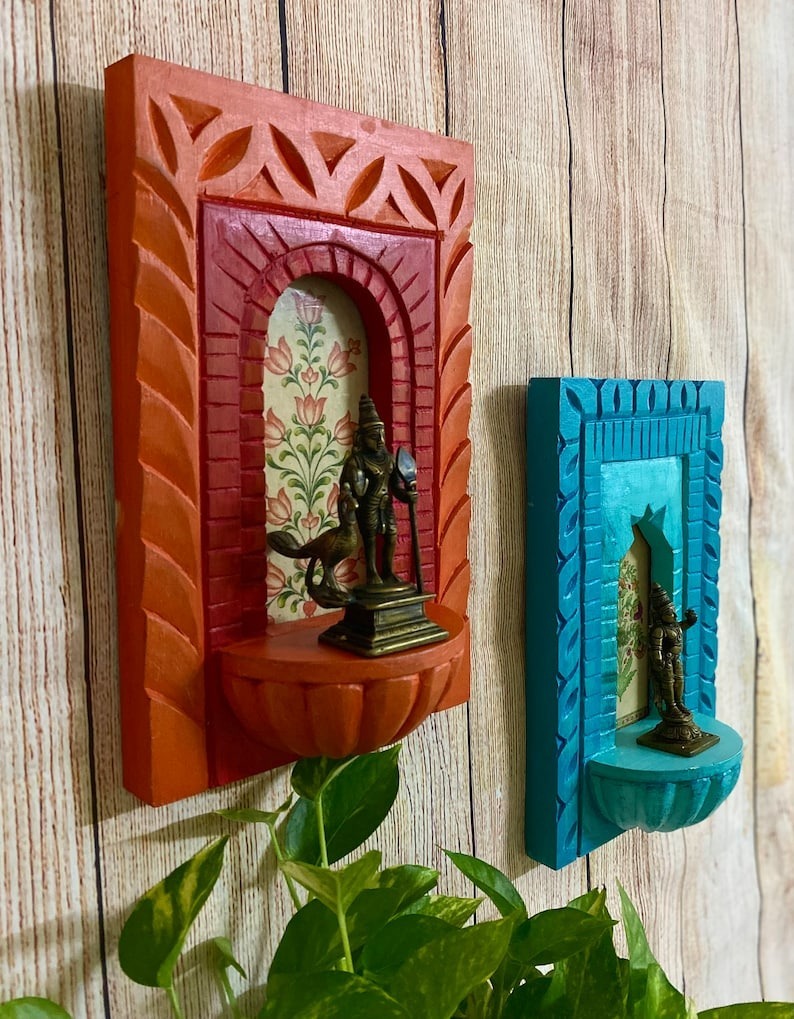 Vintage wall panel decor carved antique jharokha decor India