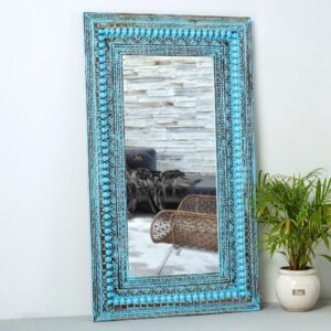 Blue distressed mirror