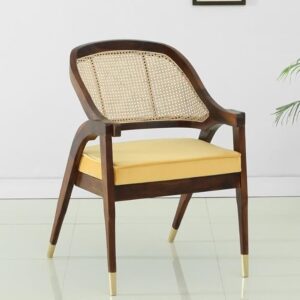 Cane chair online Wooden Rattan Accent Chair