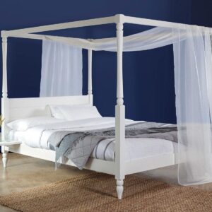 White Wooden Poster Bed