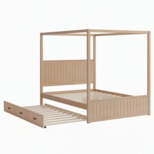 Modern Poster Trundle Bed with Storage