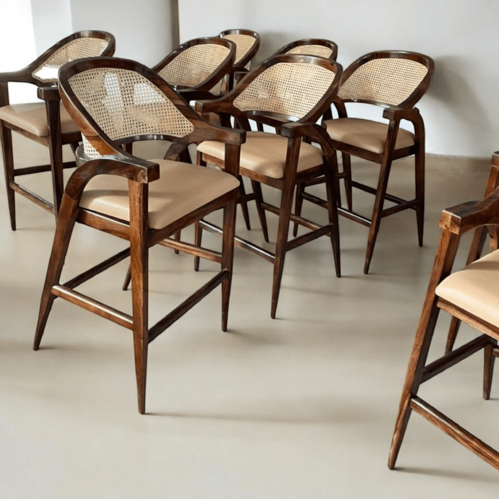 Wooden Bar Stools with Backs
