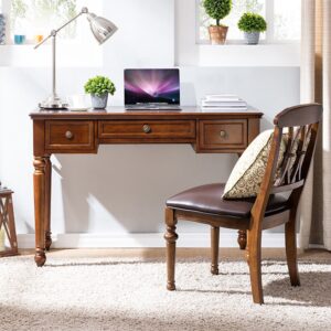 wooden study table with drawers