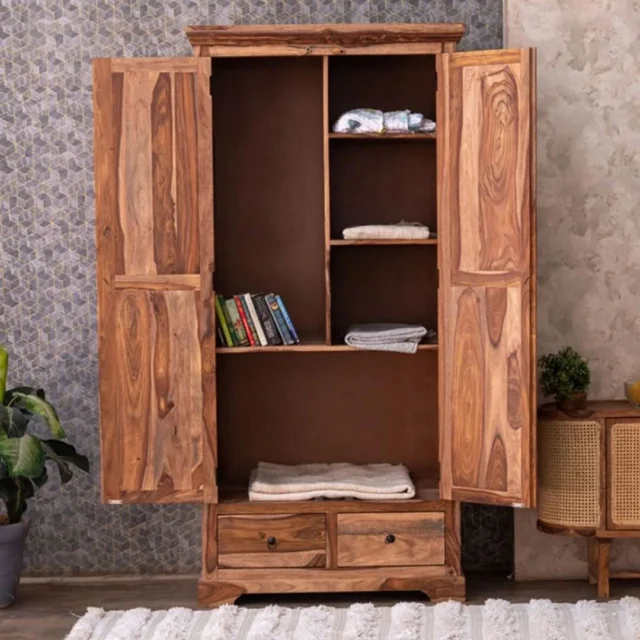 Introducing our stunning Sheesham Wood Cabinet for Clothes 🌟 

The epitome of elegance and functionality. Crafted from durable Sheesham wood, it's not just a storage solution but a piece of art that brings warmth and character to your bedroom. 

Say goodbye to clutter and hello to style!

•	🌳 Premium Sheesham wood
•	🚪 Ample storage space
•	✨ Adds elegance to any room
•	🧥 Keep your clothes organized

#SheeshamWood #ClothesCabinet #BedroomDecor #WoodenFurniture #ElegantStorage #HomeOrganization #InteriorDesign #SustainableLiving #StyleMeetsFunction

( Sheesham Wood Furniture , Custom Furniture, Interior Design , Wall Decor )