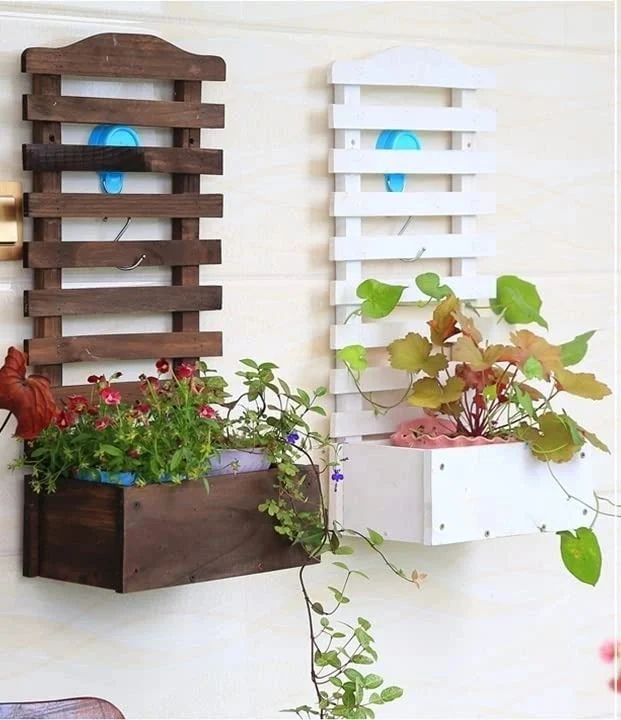 Wooden Wall Hanging Planter Stand for Balcony / Livingroom 

#WallDecor #balconydecorideas 

( Balcony Decor Ideas , Wall Hanging Planter , Wall Decor )