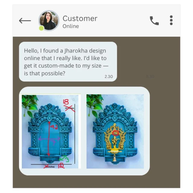 Customer: “Hi, I came across a beautiful Jharokha design on the internet. Can you custom-make it to fit my required dimensions?” 👩‍🦰✨

Us: Absolutely! We love bringing your ideas to life.

This stunning Handcrafted Jharokha Wall Decor was specially customised for a customer — made exactly in the size, finish, and style they wanted. 💛

🖥️ Swipe right to see their inspiration, our design process, and the final handcrafted piece delivered to their home.

✅ Real custom sizes 📏
✅ Made in premium seasoned wood 🌳
✅ 100% handcrafted by Rajasthani artisans ✨

✨ Got a design idea you love? Share it with us — we’ll make it real for your space.

Contact us at antiquehomedecors.com or DM your design now! 🛒

#CustomMadeDecor #JharokhaWallDecor #HandcraftedDecor #MadeInIndia #HomeDecorIndia #CustomWoodWork #VintageHomeDecor #RusticWallDecor #WoodenWallFrames #HandmadeWithLove #InteriorDecorIndia #RajasthaniDecor #WallArtIdeas #PersonalisedDecor