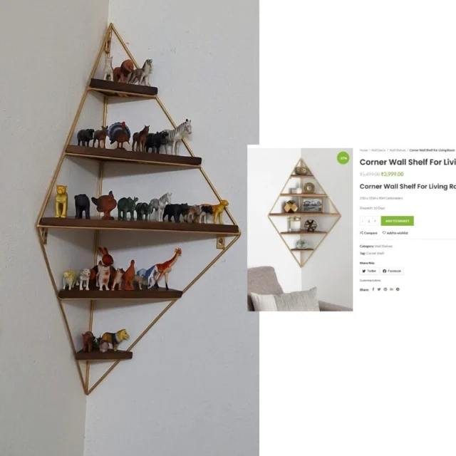 Make the most of your corners with our stylish Metal Corner Wall Shelves 🖤🪴
Perfect for small spaces, plants, books, or decor items!

Corner Wall Shelf Available in different sizes and finishes — and yes, you can get it customised to fit your space just right.
Handcrafted in Jodhpur | Pan India Delivery | Factory Prices

#CornerWallShelf #MetalWallShelf #CustomMadeShelf #SpaceSaverDecor #JodhpurFurniture #AntiqueHomeDecors